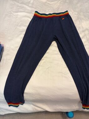 Aviator Nation Navy Joggers with Rainbow Waistband
